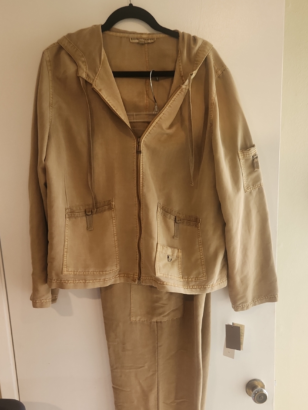 Bamboo Traders Tan Hooded Zip Jacket and Drawstring Pant